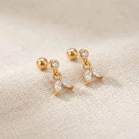 Crystal Petal Drop Earrings | Anti-Tarnish Gold Plated Minimalist Dangle