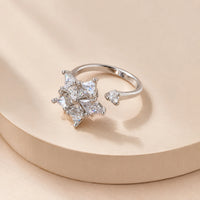 Crystal Star Adjustable Fashion Ring - High Quality Silver Plated CZ Jewelry