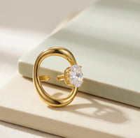 Nova Open Oval Statement Ring - Anti Tarnish Gold Plated