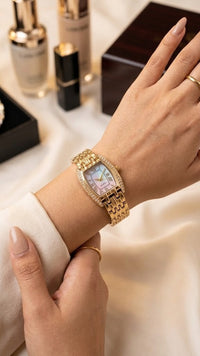 Vintage Roman Dial Anti-Tarnish Gold Plated Watch for Women | Moncheri Jewels
