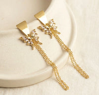 Anti-Tarnish Gold Plated Crystal Butterfly Tassel Earrings