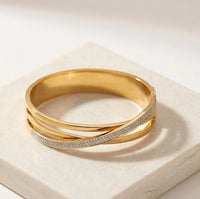 Crossover Crystal Studded Bracelet - Anti-Tarnish Gold-Plated