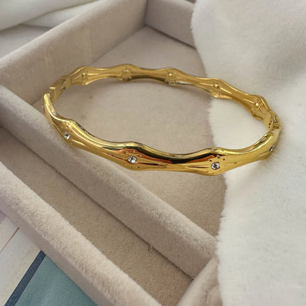 Crystal Studded Wavy Bangle Front View