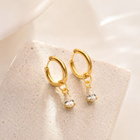 Crystal Teardrop Hoop Earrings - Anti Tarnish Gold Plated