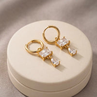 Crystal Teardrop Hoop Earrings | Anti Tarnish Gold Plated