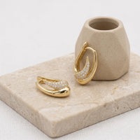Curved Sparkle Earrings | Anti Tarnish Gold Plated