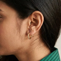 Double Hoop Zircon Earrings - Anti Tarnish Gold Plated