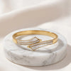 Anti-Tarnish Gold-Plated Bypass Bracelet with White Inlay & CZ Crystals