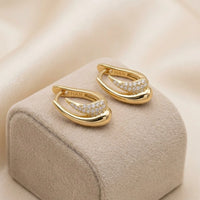 Curved Sparkle Earrings | Anti Tarnish Gold Plated