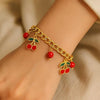 Korean Cherry Charm Bracelet | Anti-Tarnish Gold Plated