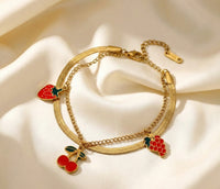 Korean Style Fruit Charm Double Layer Bracelet - Anti Tarnish
