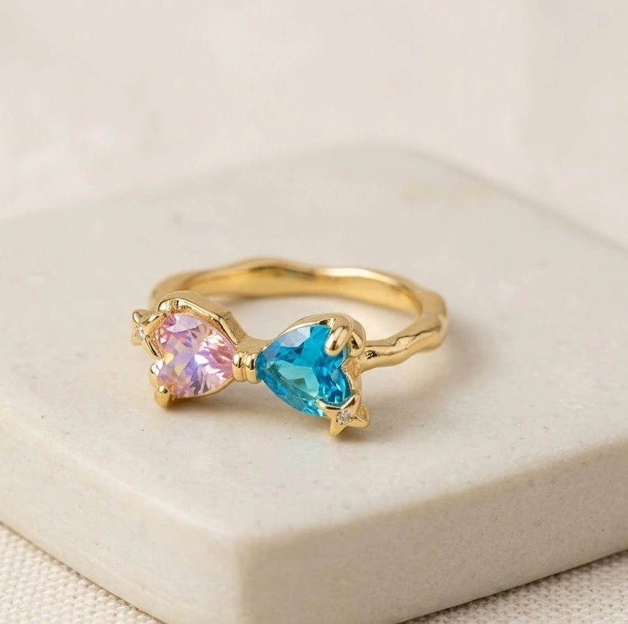 Pink & Blue Dual Heart Ring - High Quality Fashion Ring