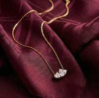 Anti-Tarnish Gold Plated Double Heart Pendant Necklace