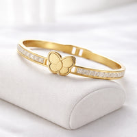 Butterfly Charm Crystal Bracelet | Anti-Tarnish Gold-Plated