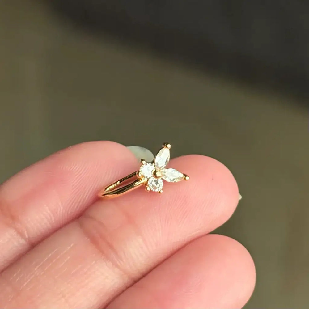 Butterfly Anti-Tarnish Gold-Plated Nose Pin with CZ Stones