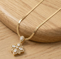 Elegant Floral American Diamond Necklace - Anti Tarnish Gold Plated