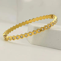 Hexagon AD Gold-Plated Bracelet - Anti-Tarnish Korean Style