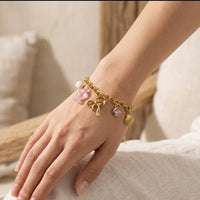 Aesthetic Multi-Charm Link Bracelet - Anti Tarnish Finish
