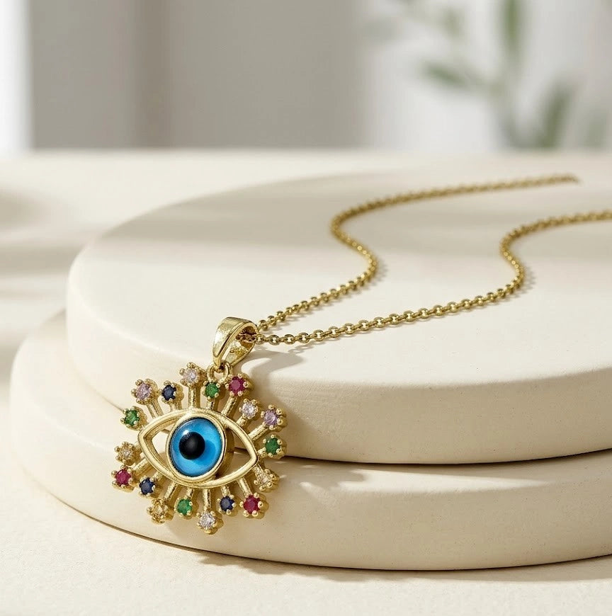 Multicolor Evil Eye Necklace | Anti-Tarnish Fashion Pendant