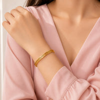 Greek Key Geometric Bangle - Anti-Tarnish Gold-Plated Bracelet