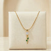 Minimalist Green Leaf Pendant Necklace - Anti-Tarnish Gold Plated Jewelry-Tulip