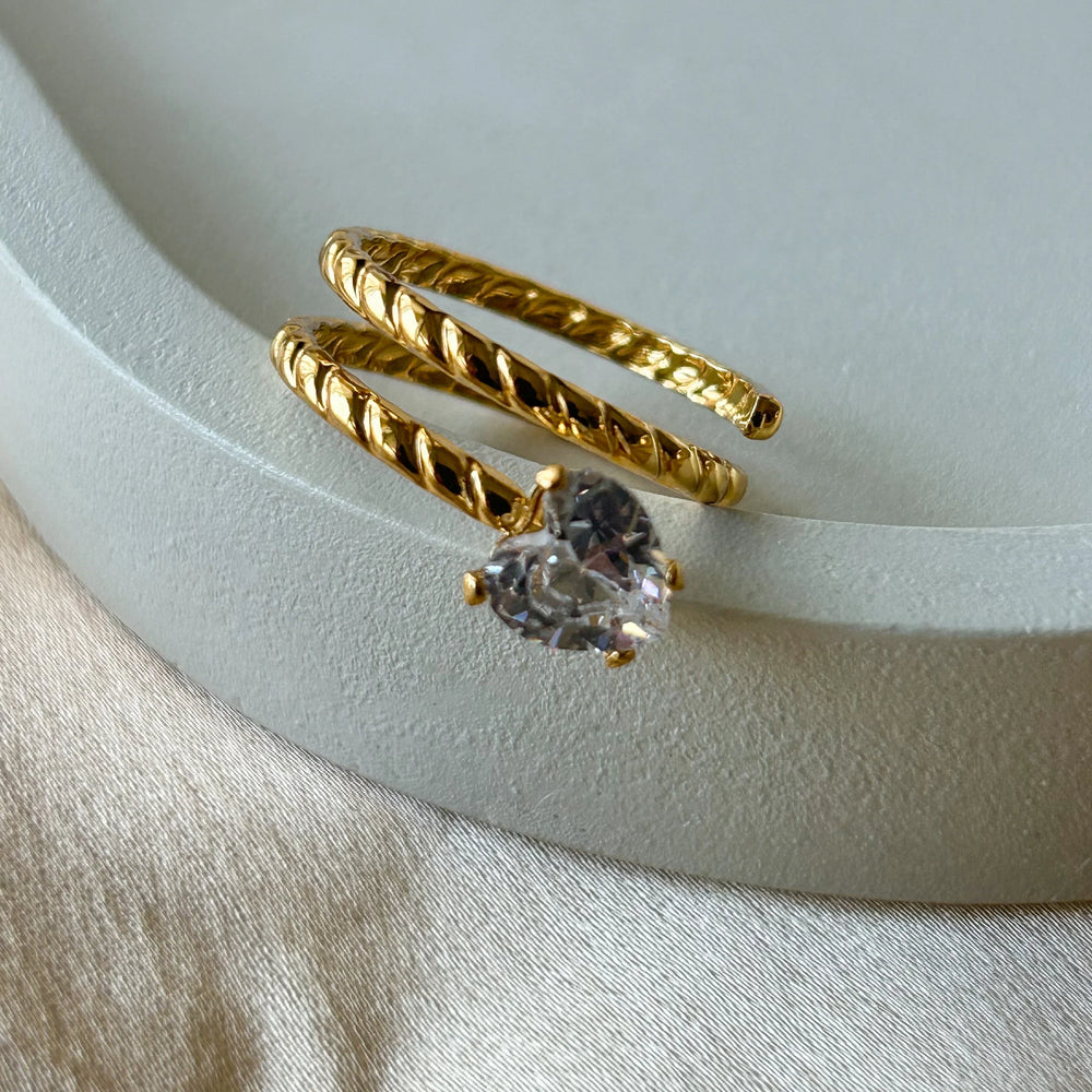 Twisted Spiral Heart Ring | Anti-Tarnish Wrap Ring for Women