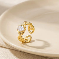 Intertwined Knot Oval Solitaire Ring - Anti-Tarnish