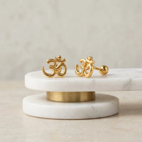 Om Symbol Stud Earrings - Anti Tarnish Gold Plated