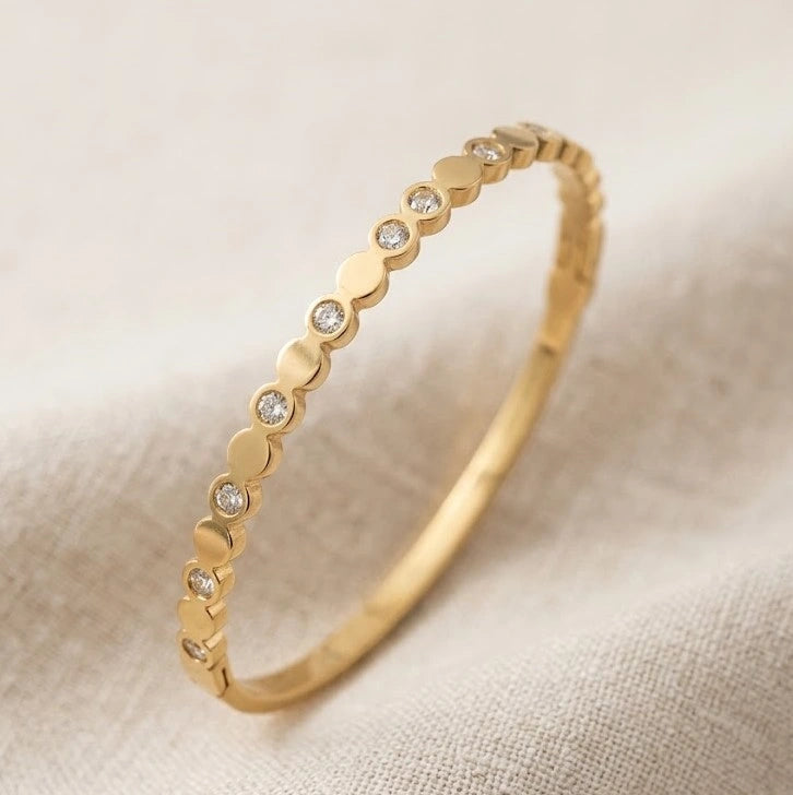 Dainty Bezel Studded Anti-Tarnish Gold Plated Bracelet for Women