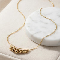 Anti-Tarnish Gold-Plated Curved Bar Beaded Necklace | Minimalist Everyday Jewelry