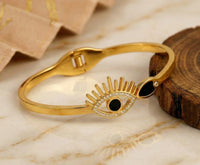 3-Piece Evil Eye & Floral Charm Bracelet Stack - Anti-Tarnish Gold Plated