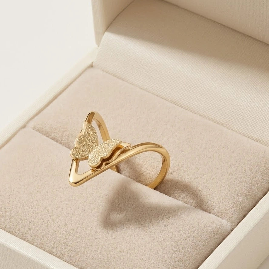 Minimalist Textured Butterfly Ring - Anti Tarnish Fashion Jewelry