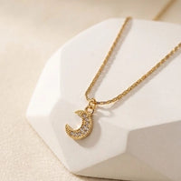 Crescent Moon Necklace | Anti Tarnish Gold Plated Celestial Pendant