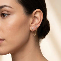 Dainty Zirconia Chain Loop Earrings - Anti Tarnish Gold Plated