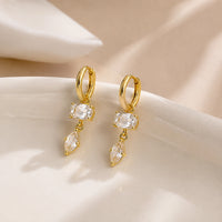 Minimalist Crystal Drop Earrings | Anti-Tarnish Gold Plated