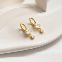 Dainty Crystal Drop Hoop Earrings - Anti Tarnish Gold Plated