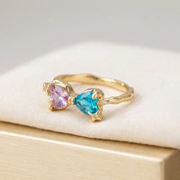 Pink & Blue Dual Heart Ring - High Quality Fashion Ring