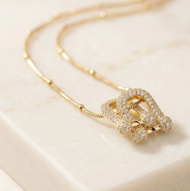 Interlocking Arch Zircon Pendant Necklace - Anti Tarnish