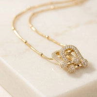 Interlocking Arch Zircon Pendant Necklace - Anti Tarnish