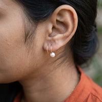 Pearl Spiral Double Hoop Earrings | Anti-Tarnish Gold Plated Korean Style