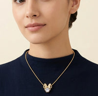 Anti-Tarnish Gold Plated Crystal Bow Pendant Necklace