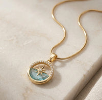 North Star Blue Crystal Pendant Necklace - Anti Tarnish