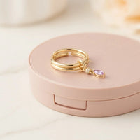 Minimalist Pink Charm Dangle Ring - Anti Tarnish Gold Plated
