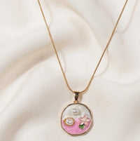 Floral Pearl Enamel Pendant Necklace - Anti Tarnish Fashion Jewelry