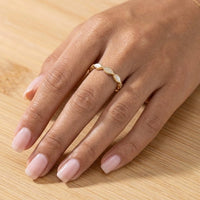 Dainty Gold Marquise Pearl & CZ Fashion Ring - Minimalist Korean Style