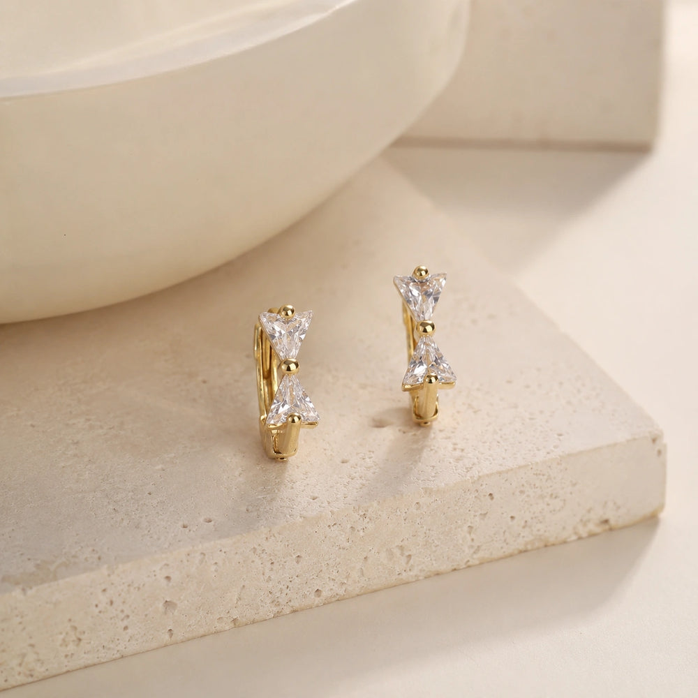 Crystal Bow Earrings - Anti Tarnish Gold Plated