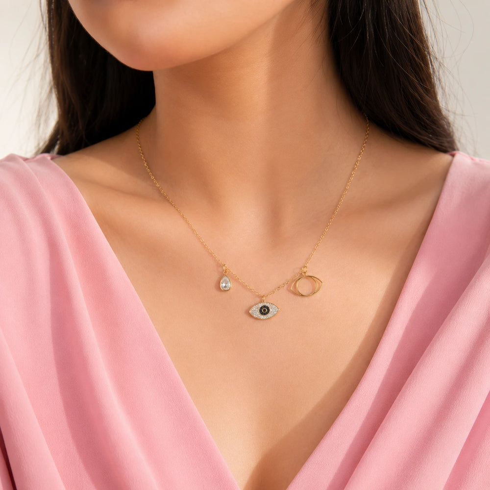 Evil Eye Charm Anti-Tarnish Gold-Plated Necklace