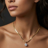 Anti-Tarnish Gold Plated Solitaire Pendant Snake Chain Necklace