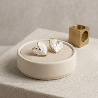 Korean Minimalist White Heart Stud Earrings - High Quality Fashion Jewelry