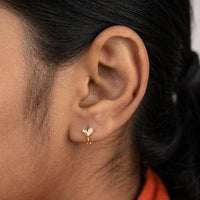 Crystal Leaf Hoop Earrings - Anti Tarnish Gold Plated